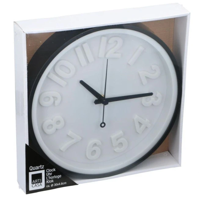 NÁSTĚNNÉ HODINY 29,5X4,6CM ARTICASA ČERNÉ