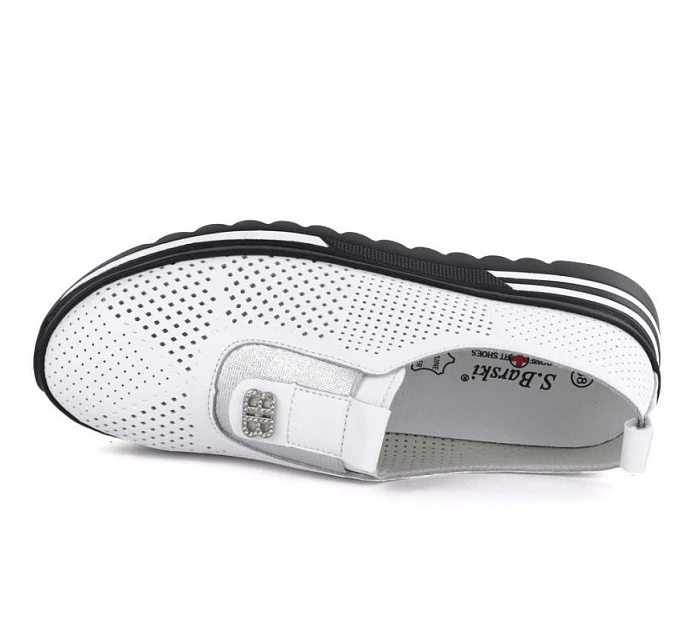 Dámské kožené boty na platformě bílé S.Barski model 22081741 - Hikvision