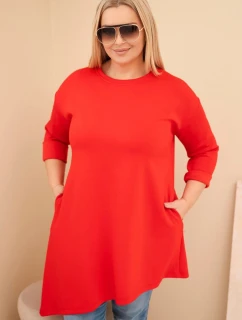 Dámská sukýnka Plus Size z viskózy s volným střihem a dlouhým rukávem červená