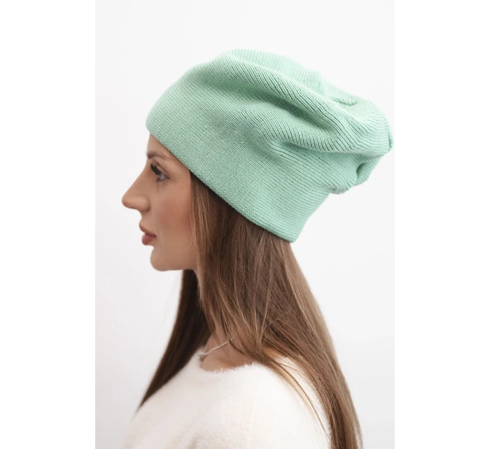 Dámská čepice vlněná klasická hladká beanie K420 tmavě mátová