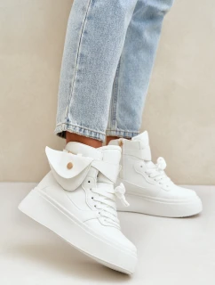 Vysoké tenisky s kapsičkou na platformě bílé Saramis