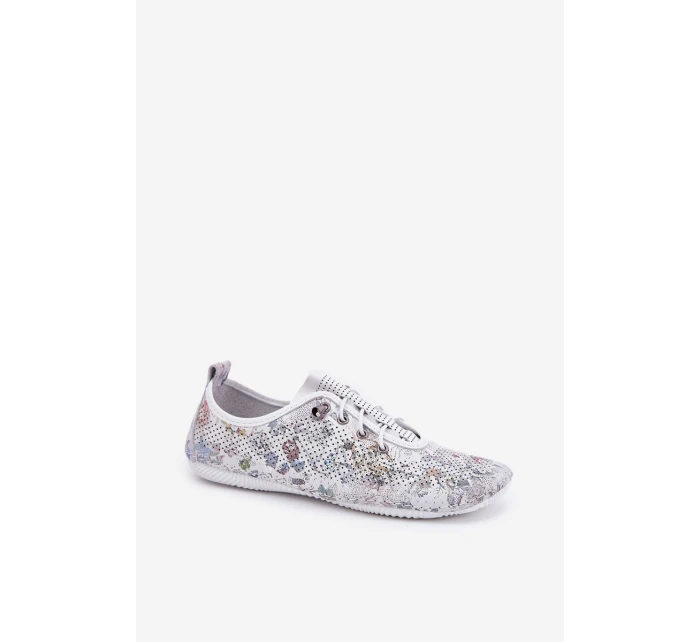 Dámské Kožené Polobotky Z Přírodní Kůže Vzorované model 21691782 Bílé - Artiker