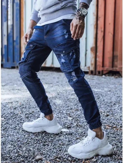 Modré pánské kalhoty FashionStreet UX3284 Modré pánské kalhoty FashionStreet UX3284