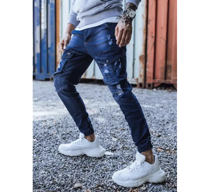 Modré pánské kalhoty FashionStreet UX3284 Modré pánské kalhoty FashionStreet UX3284