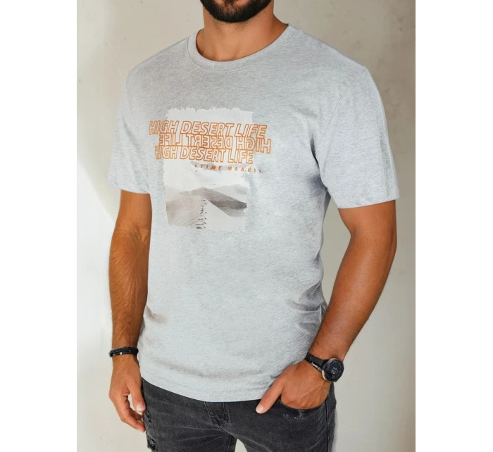 Pánské šedé tričko s potiskem Dstreet RX5488 Pánské šedé tričko s potiskem Dstreet RX5488