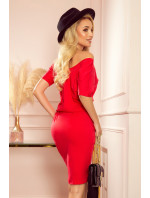 Červené dámské šaty s krátkými rukávy model 15116466 - numoco