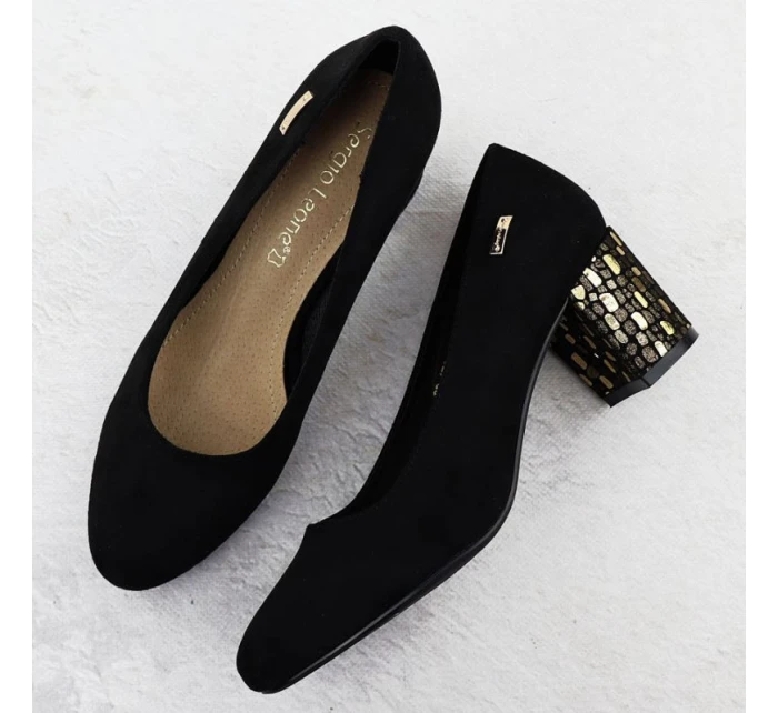 Sergio Leone W SK314D černé semišové lodičky na podpatku