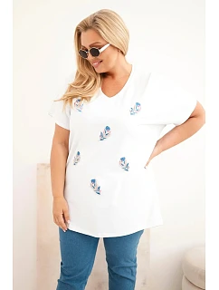 Dámská bavlněná halenka Plus Size s model 22185747 bílá - K-Fashion