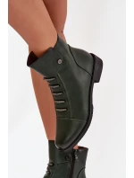 Zateplené dámské boty na plochém podpatku zelené Labise Zateplené dámské boty na plochém podpatku zelené Labise