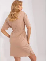 Sukienka LK SK model 21110921 ciemny bezowy - FPrice Sukienka LK SK model 21110921 ciemny bezowy - FPrice