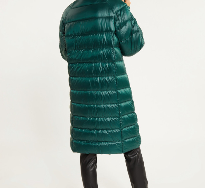 Monnari Kabáty Dlouhý péřový kabát s prošíváním Bottle Green