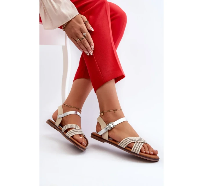 Dámské ploché sandály S.Barski béžová Dámské ploché sandály S.Barski béžová