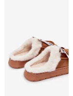 Dámské pantofle s kožíškem a mašlí Fenella – hnědé