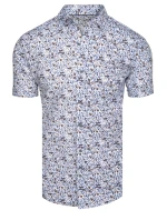 Pánská vzorovaná košile s krátkým rukávem bílá FashionStreet KX1075 Pánská vzorovaná košile s krátkým rukávem bílá FashionStreet KX1075