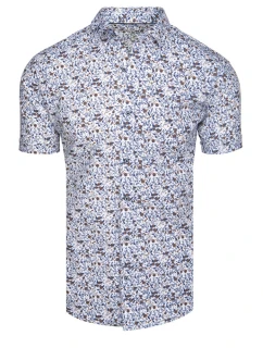 Pánská vzorovaná košile s krátkým rukávem bílá FashionStreet KX1075