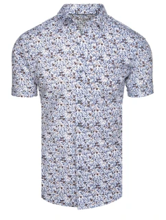 Pánská vzorovaná košile s krátkým rukávem bílá FashionStreet KX1075