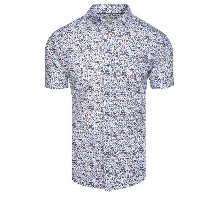 Pánská vzorovaná košile s krátkým rukávem bílá FashionStreet KX1075 Pánská vzorovaná košile s krátkým rukávem bílá FashionStreet KX1075