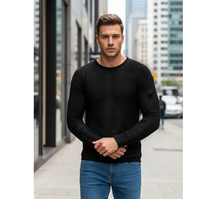 Pánský černý svetr model 21995247 - Dstreet Pánský černý svetr model 21995247 - Dstreet