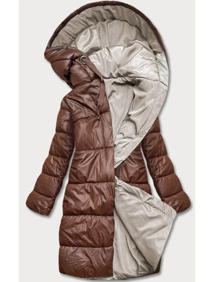 Hnědo/cappuccino dlouhá oboustranná zimní bunda (l22-9852-300/62) Hnědo/cappuccino dlouhá oboustranná zimní bunda (l22-9852-300/62)