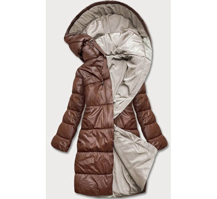 Hnědo/cappuccino dlouhá oboustranná zimní bunda (l22-9852-300/62) Hnědo/cappuccino dlouhá oboustranná zimní bunda (l22-9852-300/62)