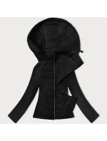Černá dámská prošívaná bunda z různých spojených materiálů J Style (16M9226-392)