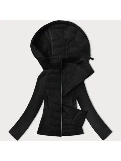 Černá dámská prošívaná bunda z různých spojených materiálů J Style (16M9226-392)
