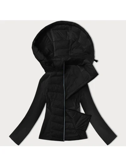 Černá dámská prošívaná bunda z různých spojených materiálů J Style (16M9226-392)