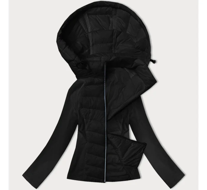 Černá dámská prošívaná bunda z různých spojených materiálů J Style (16M9226-392)