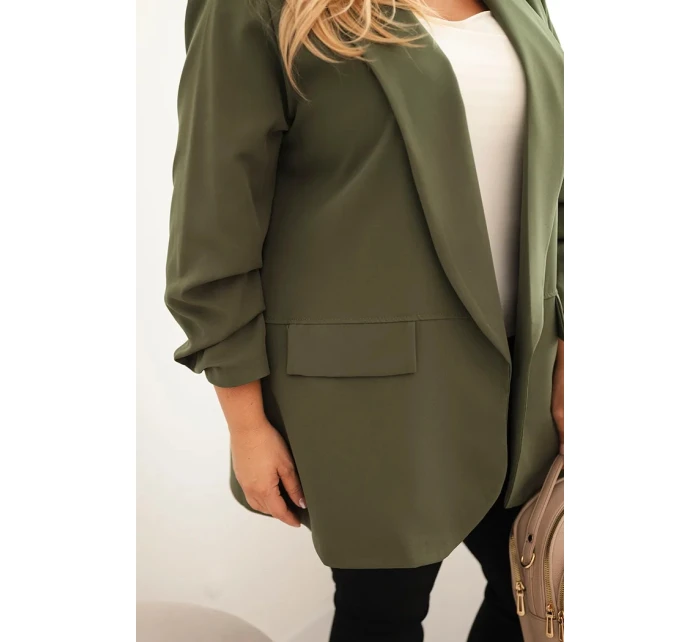 Dámská elegantní Plus Size sako khaki