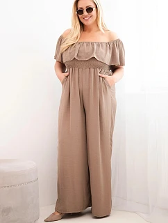 Dámský overal Plus Size s volánem a krátkým rukávem fango
