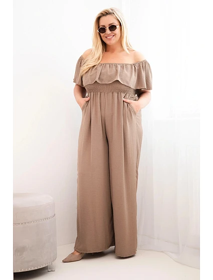 Dámský overal Plus Size s volánem a krátkým rukávem fango