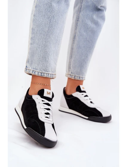 Dámské Kožené Sportovní Boty model 21690049 Černé - Laura Messi Dámské Kožené Sportovní Boty model 21690049 Černé - Laura Messi