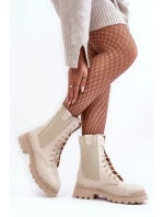 Kožené dámské pracovní boty šněrovací světle béžová Nicole Kožené dámské pracovní boty šněrovací světle béžová Nicole
