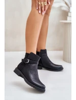 Zateplené Kotníkové Boty Na Plochém Podpatku S Páskem Černé Sabamessa Zateplené Kotníkové Boty Na Plochém Podpatku S Páskem Černé Sabamessa