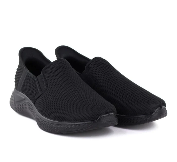 Pánské textilní nazouvací sportovní polobotky černé NEWS 170-M