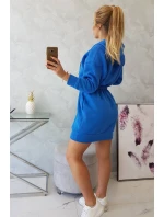 Zateplené šaty s kapucí chrpově modré Zateplené šaty s kapucí chrpově modré