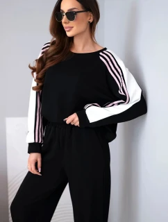 Dámský máslový komplet s lampasem a elastickým lemem černý