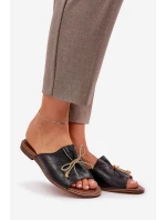 Kožené Ploché Elegantní Pantofle S Mašlí Lewski model 21684473 Černé - Boto Kožené Ploché Elegantní Pantofle S Mašlí Lewski model 21684473 Černé - Boto