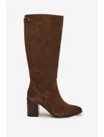 Dámské kozačky z přírodního semiše vyhřívané s podpätkem Sergio Leone KZ25668-S olivové