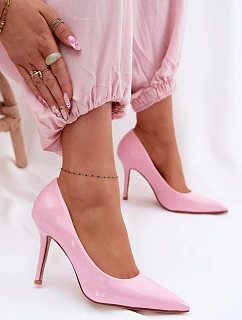 Klasické lakované lodičky z umělé kůže růžové model 22092148 - Boto