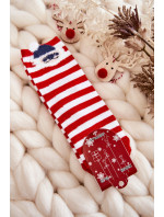 Mládež Pruhované Ponožky S Santa Clausem červene S Bílým