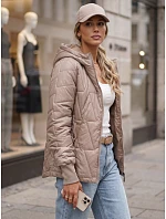 Dámská přechodová bunda s kapucí TY5783 béžová - FashionStreet Dámská přechodová bunda s kapucí TY5783 béžová - FashionStreet