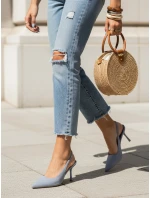 Dámské semišové jehlové boty s otevřeným podpatkem modré FashionStreet ZY1374 Dámské semišové jehlové boty s otevřeným podpatkem modré FashionStreet ZY1374