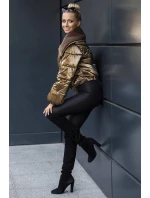 Hnědá krátká dámská oversize bunda se širokými rukávy (J9-016) Hnědá krátká dámská oversize bunda se širokými rukávy (J9-016)