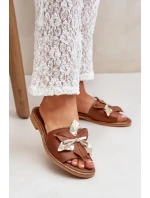 Pantofle S Dekorací Přírodní Kůže Zazoo 3574/Z Camel Pantofle S Dekorací Přírodní Kůže Zazoo 3574/Z Camel