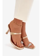 Dámské lodičky na podpatku s ozdobným detailem Zlaté model 21943402 - Boto Dámské lodičky na podpatku s ozdobným detailem Zlaté model 21943402 - Boto