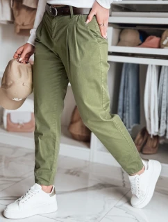 Dámské kalhoty chinos s páskem MODELA khaki Dstreet UY2572