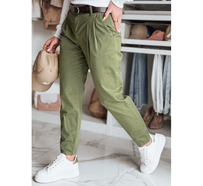 Dámské chinos kalhoty s páskem MODELA khaki FashionStreet UY2572