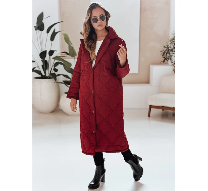 Dámský prošívaný dlouhý kabát TRENDIFY bordó FashionStreet TY4940