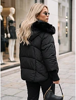 Dámská zimní bunda s kožešinou a kapucí, černá, FashionStreet TY5887 Dámská zimní bunda s kožešinou a kapucí, černá, FashionStreet TY5887